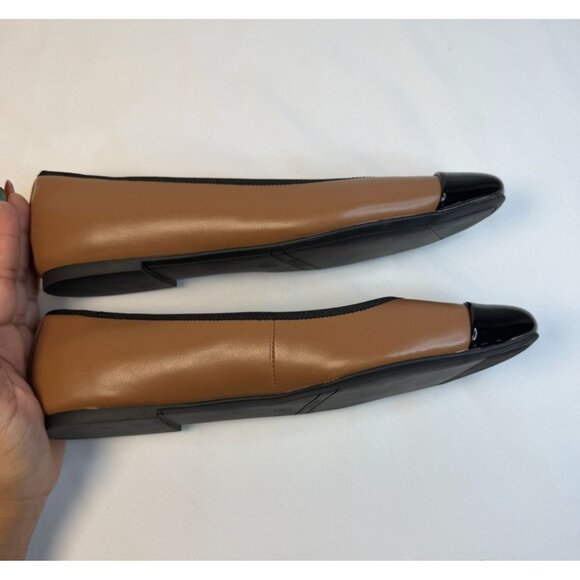 Nine West Ollin Womens Size 9M Tan Black Patent CapToe Ballet Flat Shoes - Picture 7 of 12
